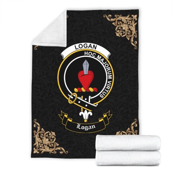 Logan Crest Tartan Premium Blanket Black Supply