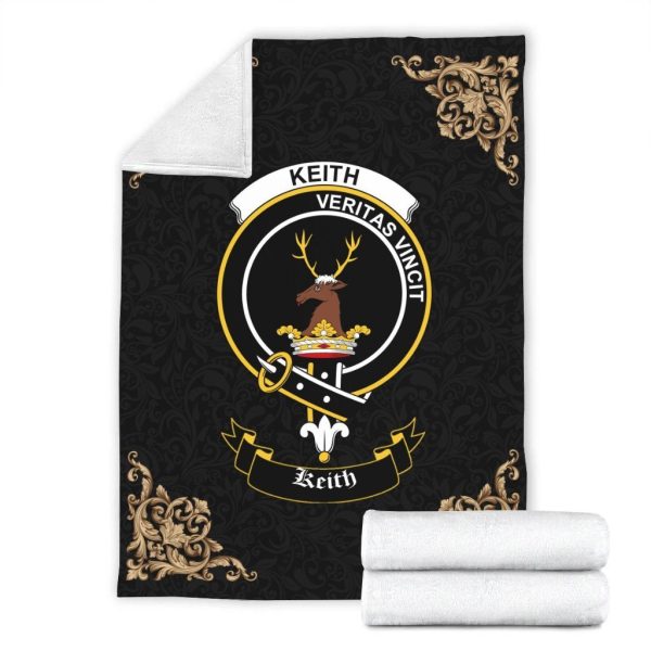 Keith Crest Tartan Premium Blanket Black Sale