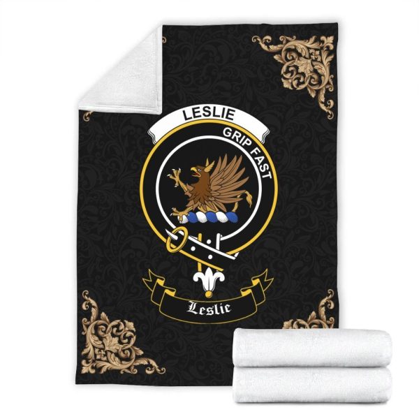 Leslie (Earl of Rothes) Crest Tartan Premium Blanket Black Online Hot Sale