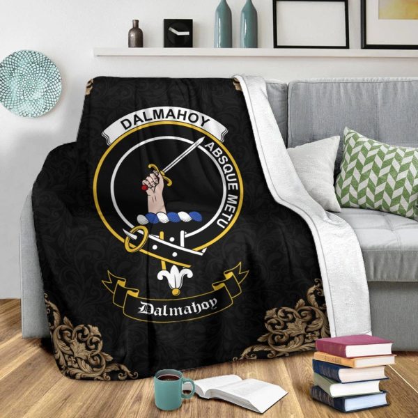 Dalmahoy Crest Tartan Premium Blanket Black Supply - Image 2