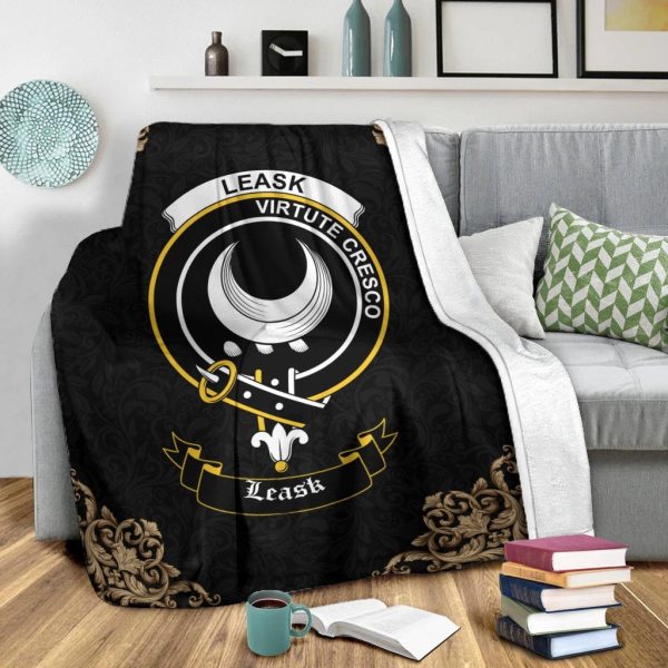 Leask Crest Tartan Premium Blanket Black Discount - Image 2