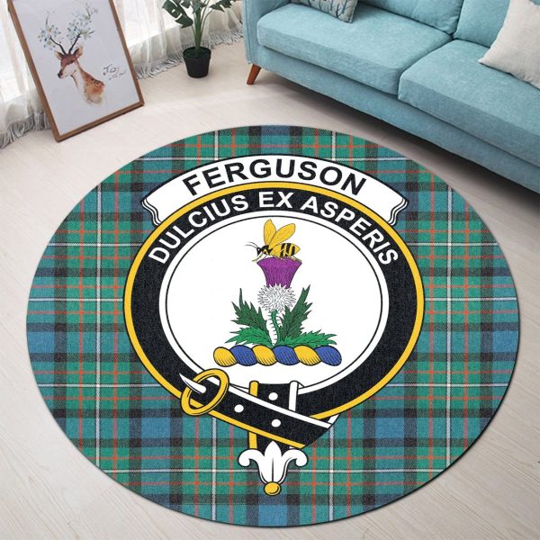 Ferguson Ancient Tartan Crest Round Rug For Discount