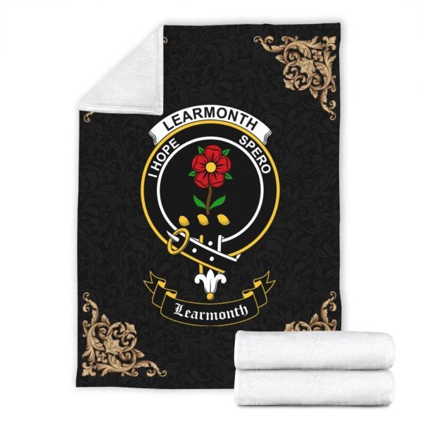 Learmonth Crest Tartan Premium Blanket Black For Discount
