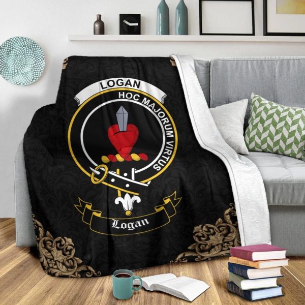 Logan Crest Tartan Premium Blanket Black Supply - Image 2