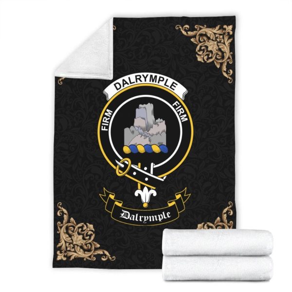 Dalrymple Crest Tartan Premium Blanket Black Online Sale