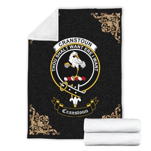 Cranstoun Crest Tartan Premium Blanket Black Online Hot Sale