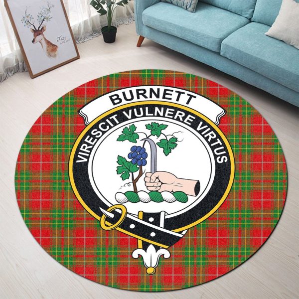 Burnett Ancient Tartan Crest Round Rug For Cheap