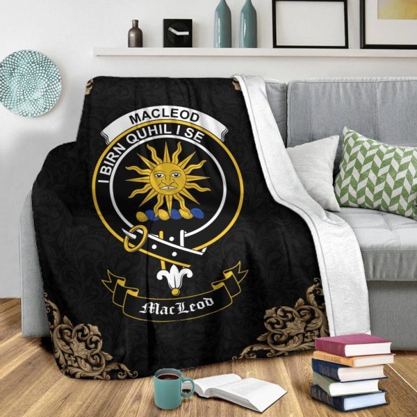 MacLeod (of Lewis) Crest Tartan Premium Blanket Black Sale - Image 2