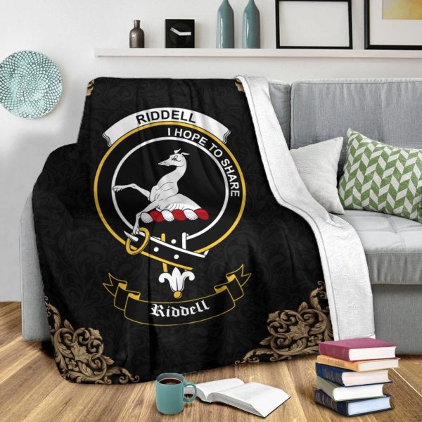Riddell Crest Tartan Premium Blanket Black Online - Image 2
