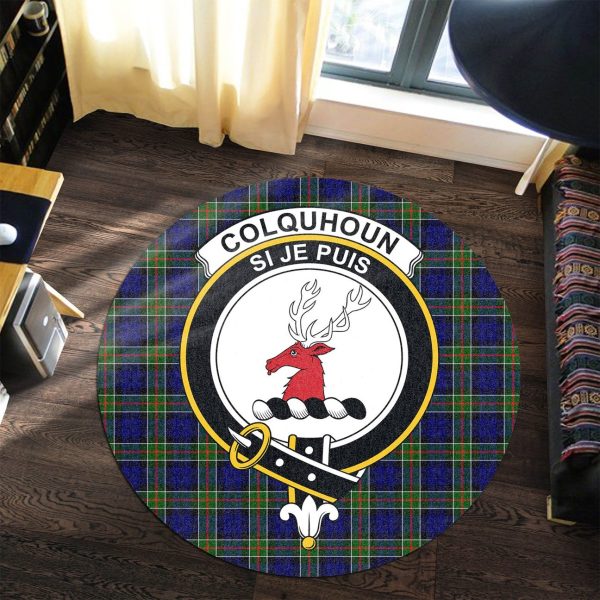Colquhoun Modern Tartan Crest Round Rug Online - Image 3