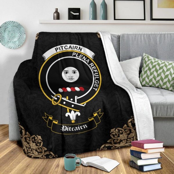 Pitcairn Crest Tartan Premium Blanket Black Hot on Sale - Image 2