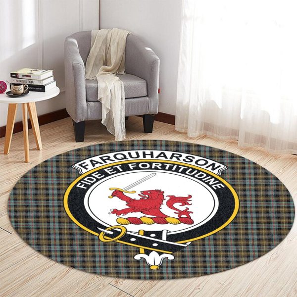Farquharson Weathered Tartan Crest Round Rug Online Hot Sale - Image 2