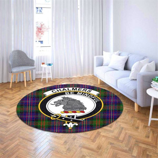 Chalmers Modern Tartan Crest Round Rug For Cheap - Image 4