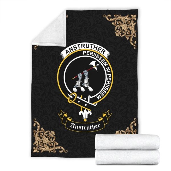 Anstruther Crest Tartan Premium Blanket Black Discount