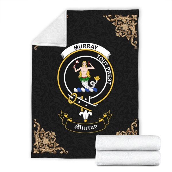 Murray (of Dysart) Crest Tartan Premium Blanket Black Online now