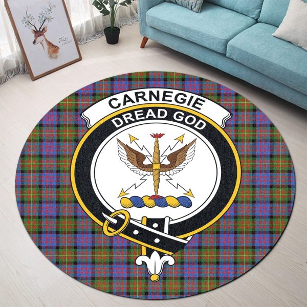 Carnegie Ancient Tartan Crest Round Rug For Sale
