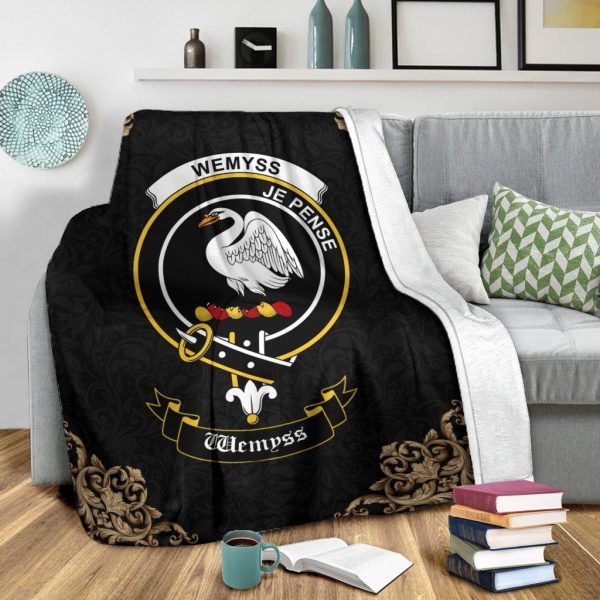 Wemyss Crest Tartan Premium Blanket Black For Discount - Image 2