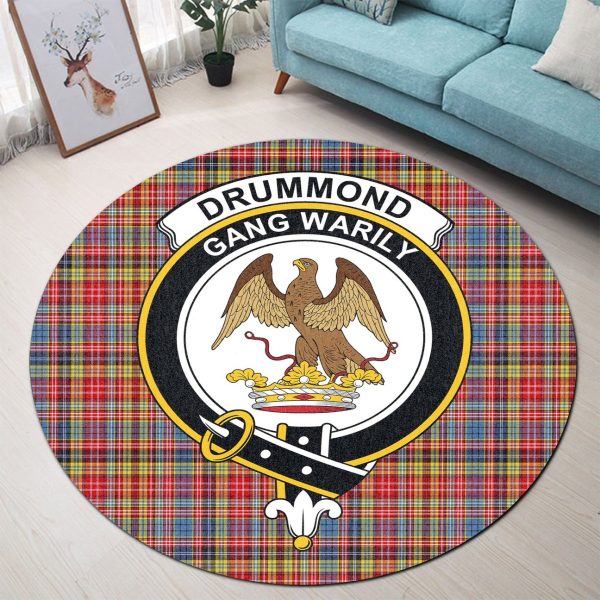 Drummond of Strathallan Tartan Crest Round Rug Sale