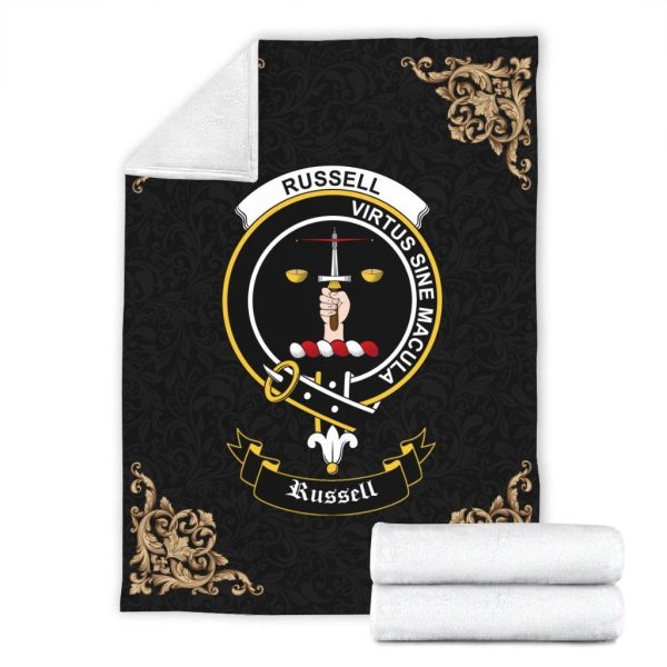 Russell Crest Tartan Premium Blanket Black For Discount