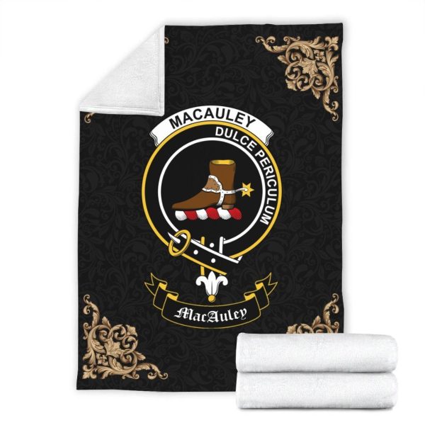 MacAuley Crest Tartan Premium Blanket Black For Sale