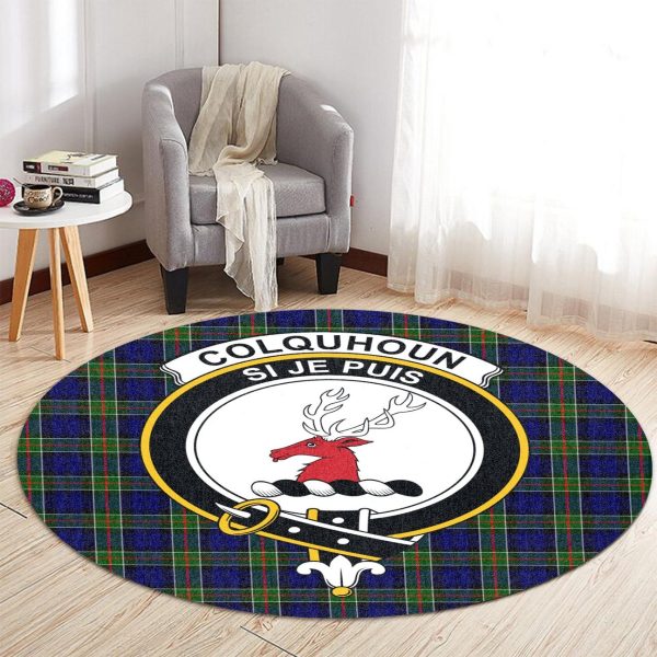 Colquhoun Modern Tartan Crest Round Rug Online - Image 2