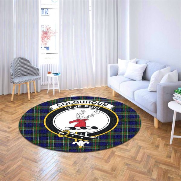 Colquhoun Modern Tartan Crest Round Rug Online - Image 4