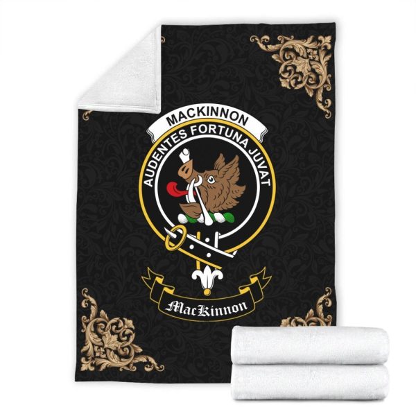 MacKinnon Crest Tartan Premium Blanket Black Online Hot Sale
