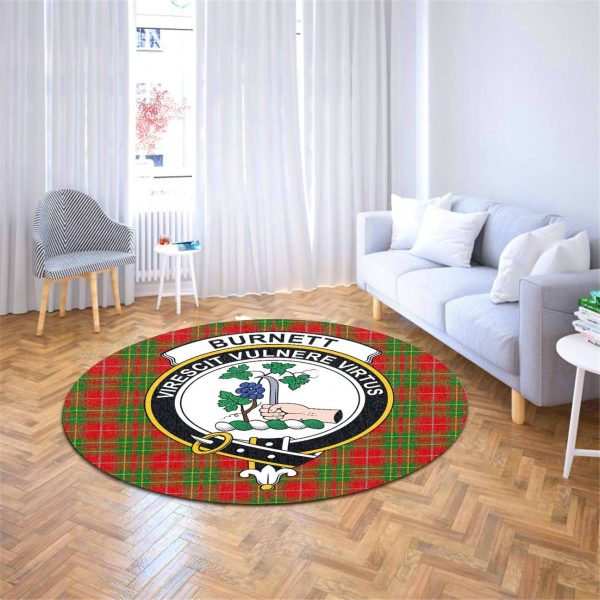 Burnett Ancient Tartan Crest Round Rug For Cheap - Image 4