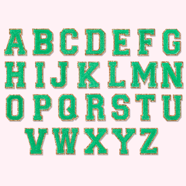 Avocado Glitter Varsity Letter Patches Cheap